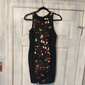 Milly Black Sheath Dress with Multicolor Dot Accents